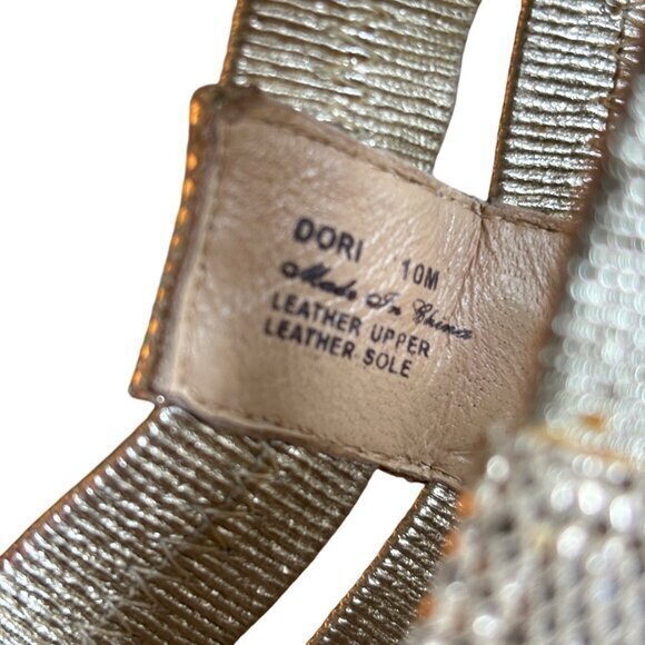 Donald Pliner Women Sandals Size 10 Dori Gold Front Zip Wedge Strappy Adjustable - Picture 11 of 11